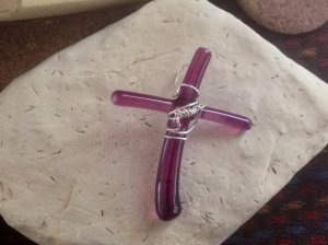 fused glass cross pendant from MOHLOM
